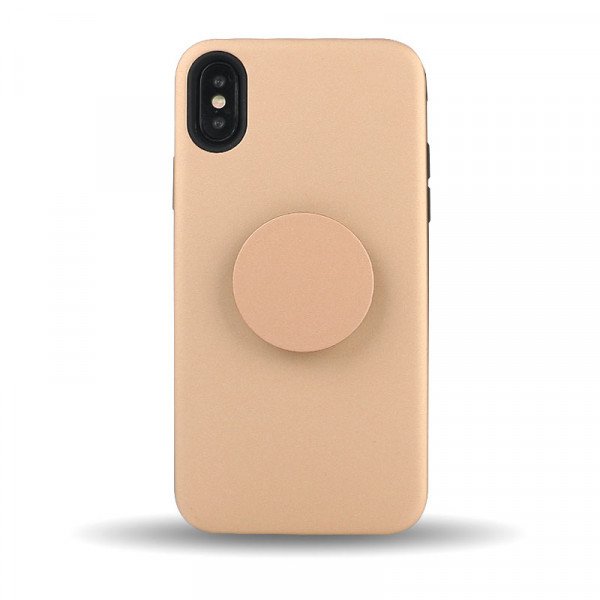 Wholesale iPhone Xs / X Pop Up Grip Stand Hybrid Case (Gold)